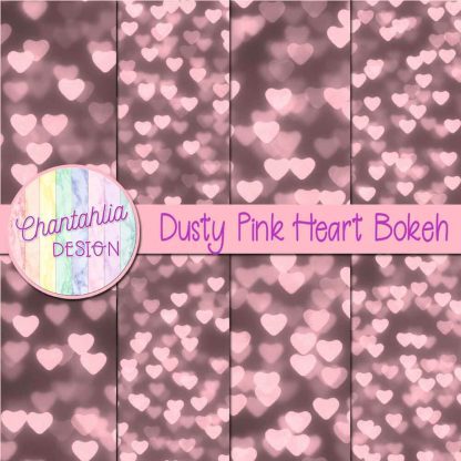 Free dusty pink heart bokeh digital papers