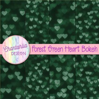 Free forest green heart bokeh digital papers