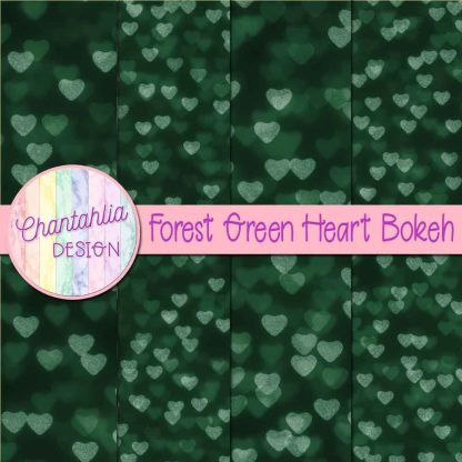 Free forest green heart bokeh digital papers