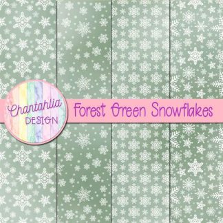 Free forest green snowflakes digital papers