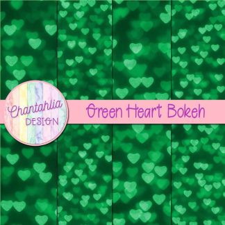 Free green heart bokeh digital papers