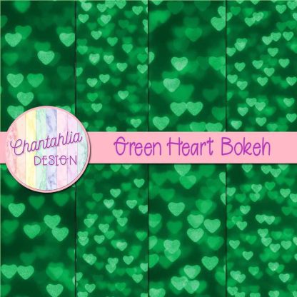 Free green heart bokeh digital papers