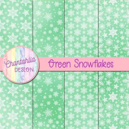 Free green snowflakes digital papers