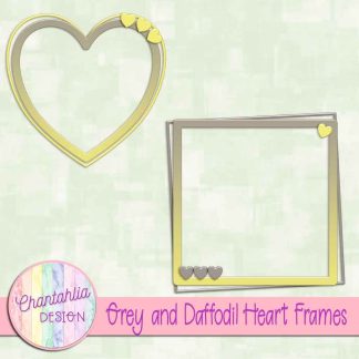 Free grey and daffodil heart frames