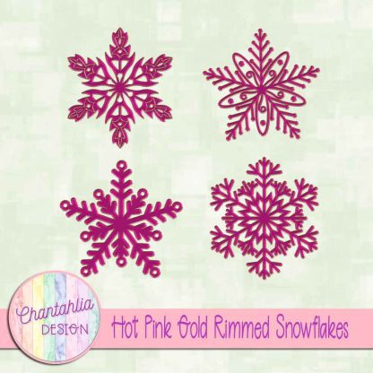Free hot pink gold rimmed snowflakes