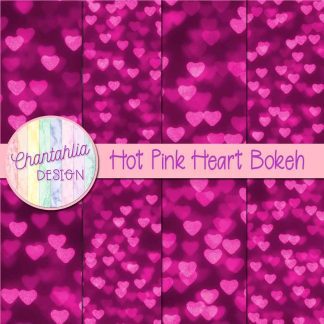 Free hot pink heart bokeh digital papers
