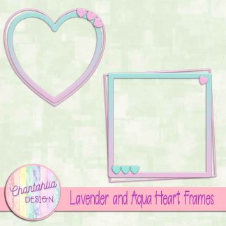 Free lavender and aqua heart frames