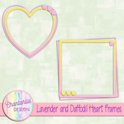 Free lavender and daffodil heart frames