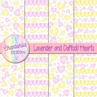 Free lavender and daffodil hearts digital papers