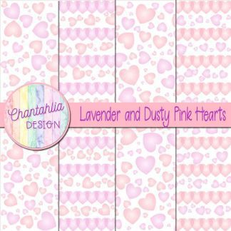 Free lavender and dusty pink hearts digital papers