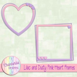 Free lilac and dusty pink heart frames