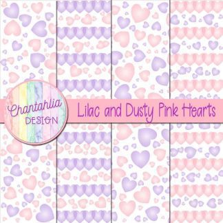 Free lilac and dusty pink hearts digital papers
