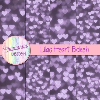 Free lilac heart bokeh digital papers