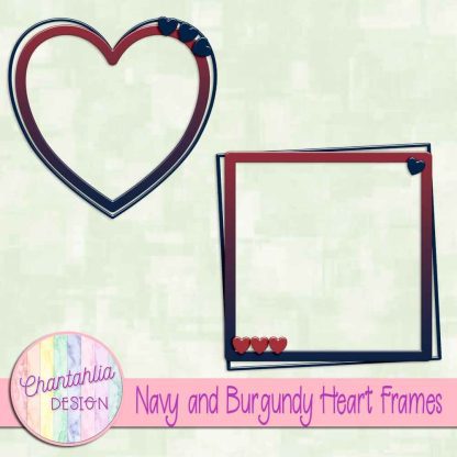 Free navy and burgundy heart frames
