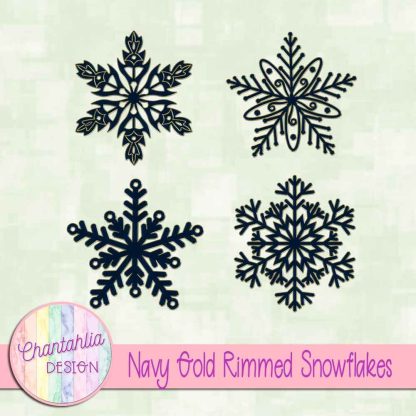 Free navy gold rimmed snowflakes