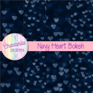 Free navy heart bokeh digital papers