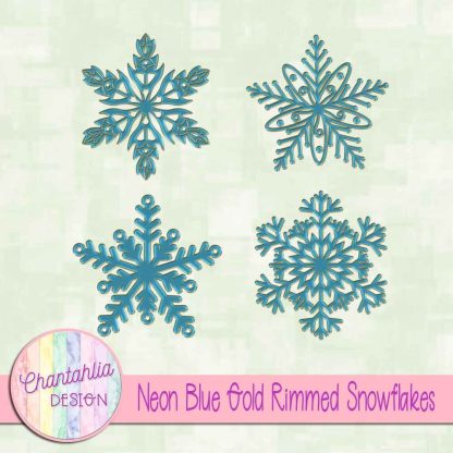 Free neon blue gold rimmed snowflakes