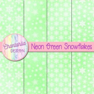 Free neon green snowflakes digital papers