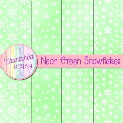 Free neon green snowflakes digital papers