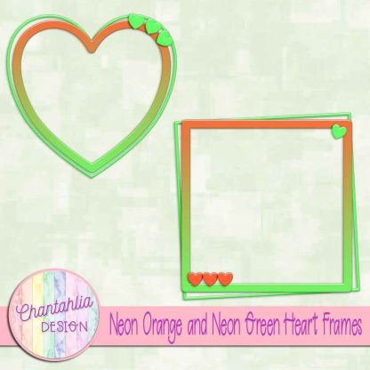 Free neon orange and neon green heart frames