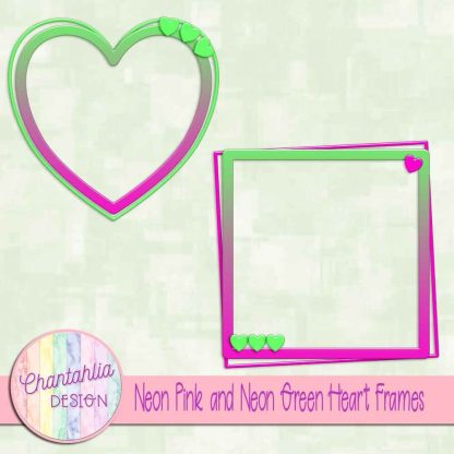 Free neon pink and neon green heart frames