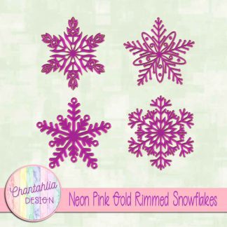 Free neon pink gold rimmed snowflakes