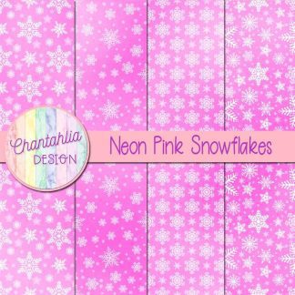 Free neon pink snowflakes digital papers