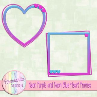 Free neon purple and neon blue heart frames