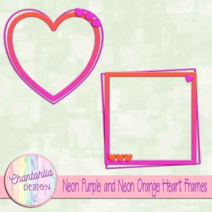 Free neon purple and neon orange heart frames