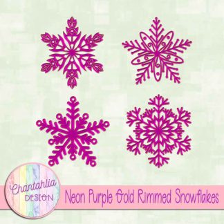 Free neon purple gold rimmed snowflakes