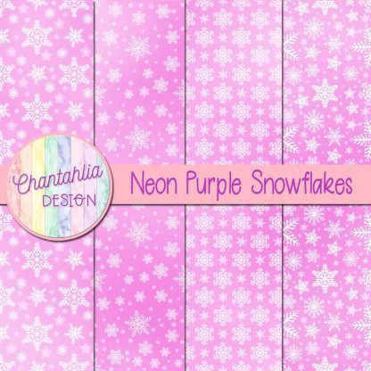 Free neon purple snowflakes digital papers