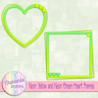 Free neon yellow and neon green heart frames