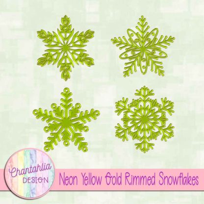 Free neon yellow gold rimmed snowflakes