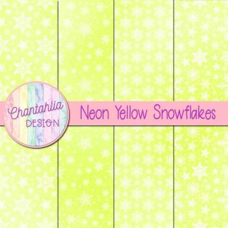 Free neon yellow snowflakes digital papers