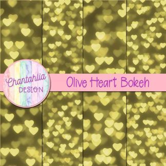 Free olive heart bokeh digital papers