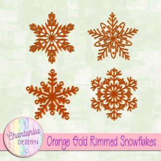 Free orange gold rimmed snowflakes