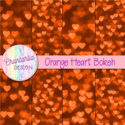 Free orange heart bokeh digital papers