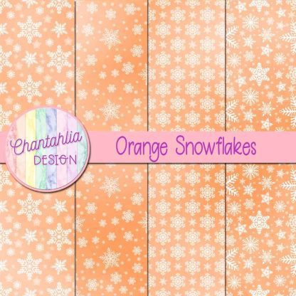 Free orange snowflakes digital papers