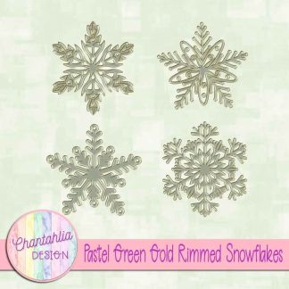 Free pastel green gold rimmed snowflakes