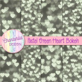 Free pastel green heart bokeh digital papers
