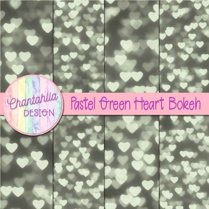 Free pastel green heart bokeh digital papers