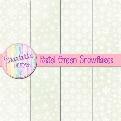 Free pastel green snowflakes digital papers