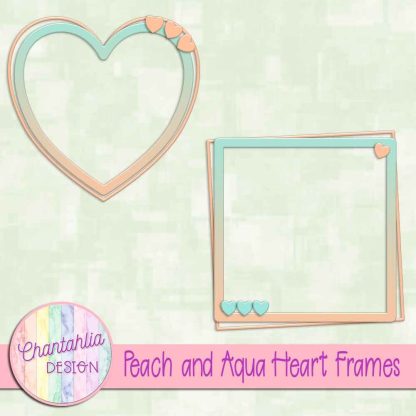 Free peach and aqua heart frames
