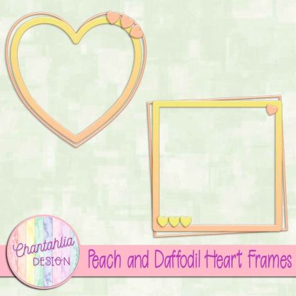 Free peach and daffodil heart frames