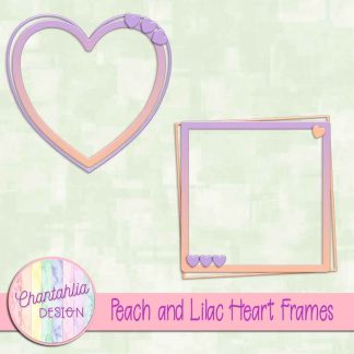 Free peach and lilac heart frames