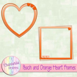 Free peach and orange heart frames