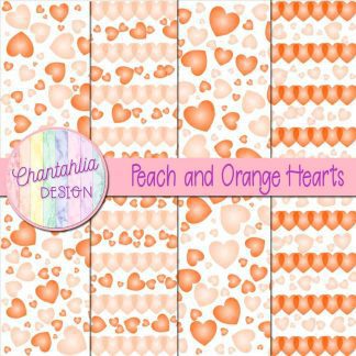 Free peach and orange hearts digital papers