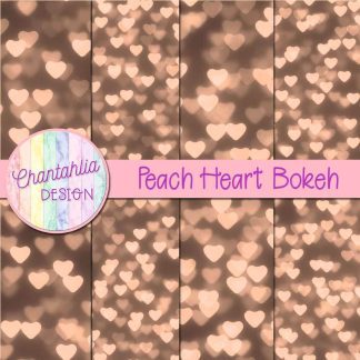 Free peach heart bokeh digital papers