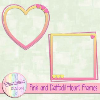 Free pink and daffodil heart frames