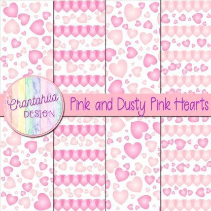 Free pink and dusty pink hearts digital papers
